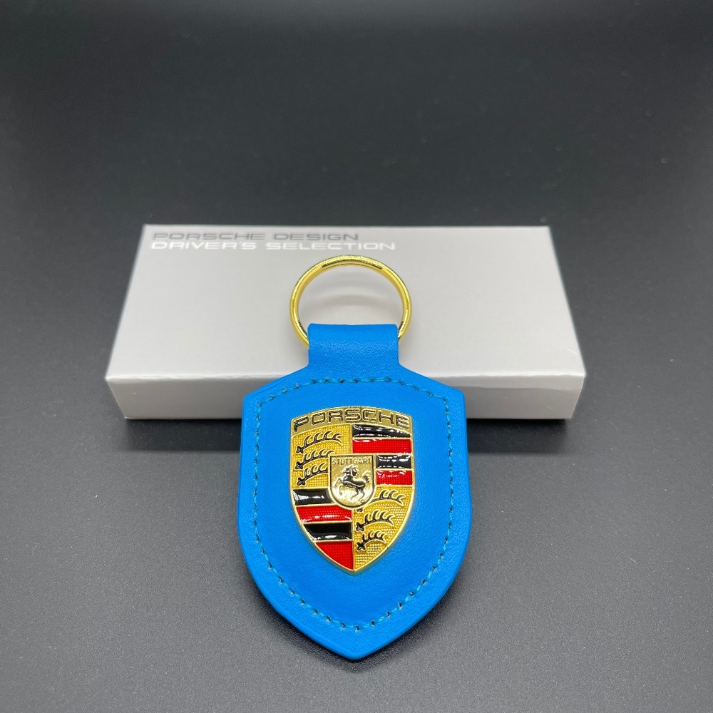 PORSCHE Leather KeyFob Keyring Keychain in GT3 BLUE new with box